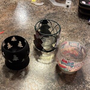 Festive Candle Holder Set - Black, Green, Multicolor